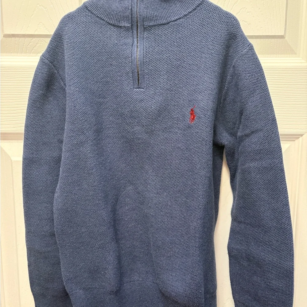 Boys Polo Ralph Lauren Blue Half-Zip Lightweight Knit - size 7